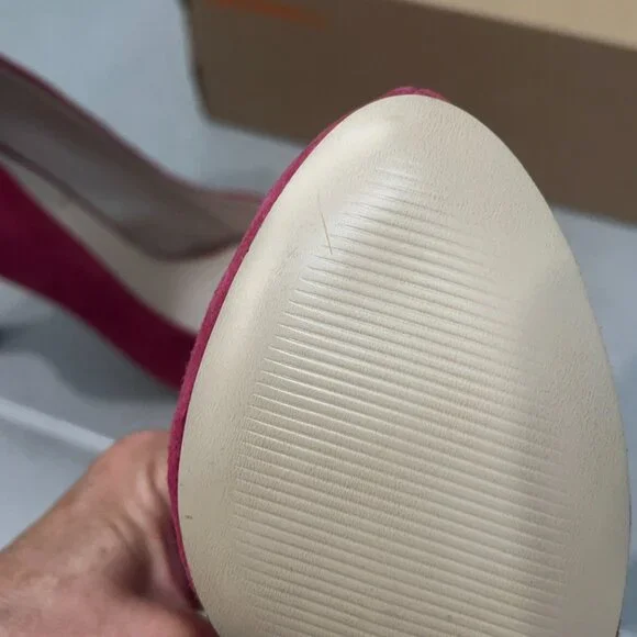 Nine West Pink Suede High Crystals Embellished Heels - Picture 5 of 10